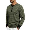 Men S Autumn Striped Henley Long Sleeve T Shirt