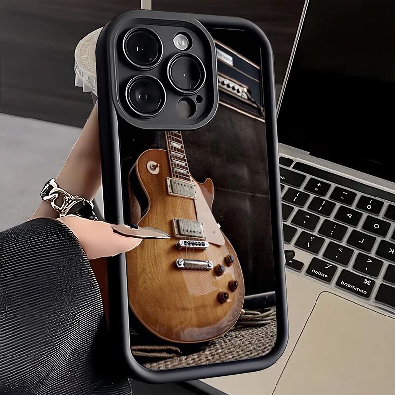 

Phone Case for iPhone 17 Air 16E 15 16 Pro Max Guitar Retro Rock Music Cover 14 Plus 13 12 Mini Soft Shell Silicone Fundas iPhone 16 Plus
