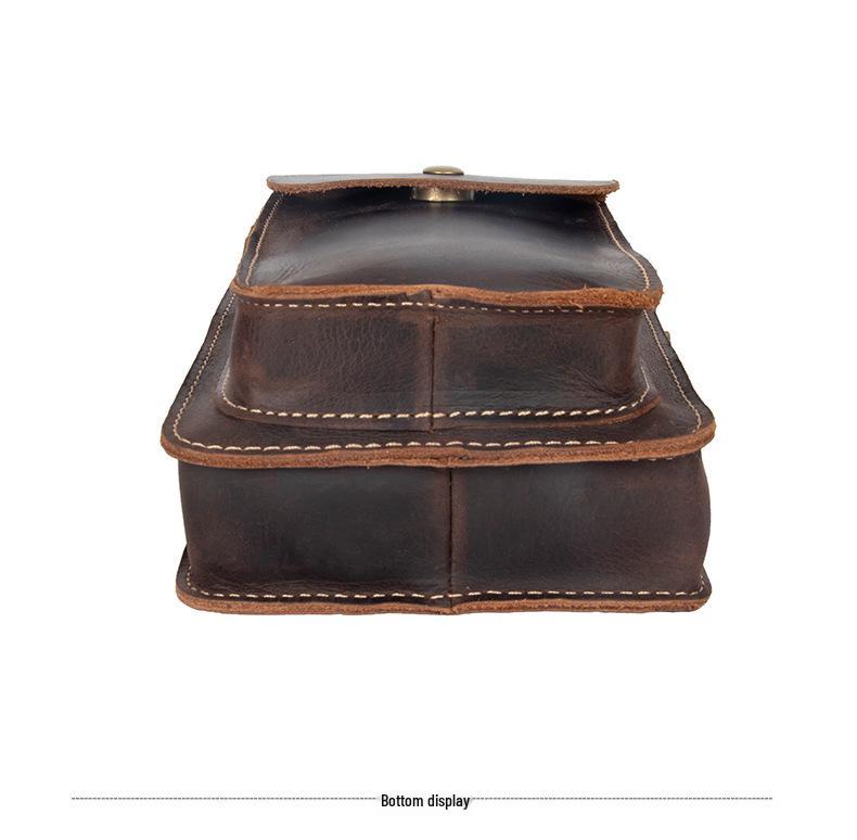 Pánská vintage ručně vyrobená kožená crossbody taška přes rameno z hovězí kůže s poutkem na opasek pro mobilní telefony