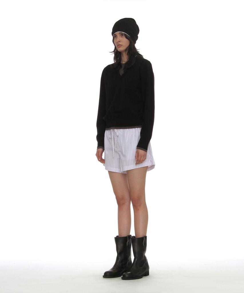PARTIMENTO WOMEN Colorblock Double Layered Knit Sweater_Black