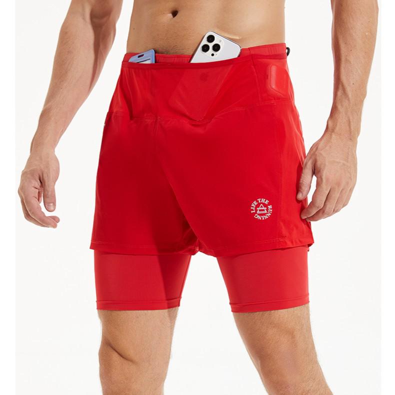 Unisex Lightweight Two-in-One Sports Shorts for Outdoor Cycling and Marathon Fitness