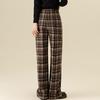 Fanzhen Women's Autumn/Winter Retro Plaid Wide-Leg Woolen Trousers