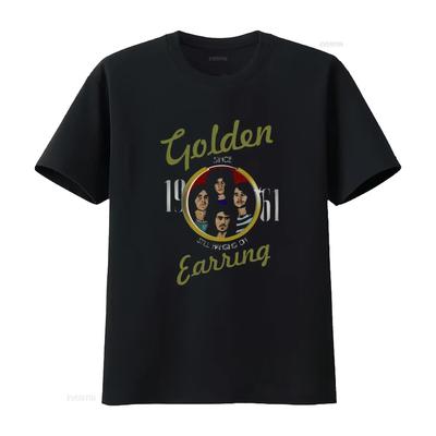 Gouden Oorbel Hangt Nog Steeds Aan T-shirt Zwart S 5xl E1856 Vintage Casual Top Voor Dagelijks Gebruik Veelzijdig Ademend