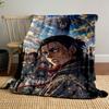 Group of soldiers with capes, striking sky, and a large mystical figure. for all seasons blanket lunch break throw gift