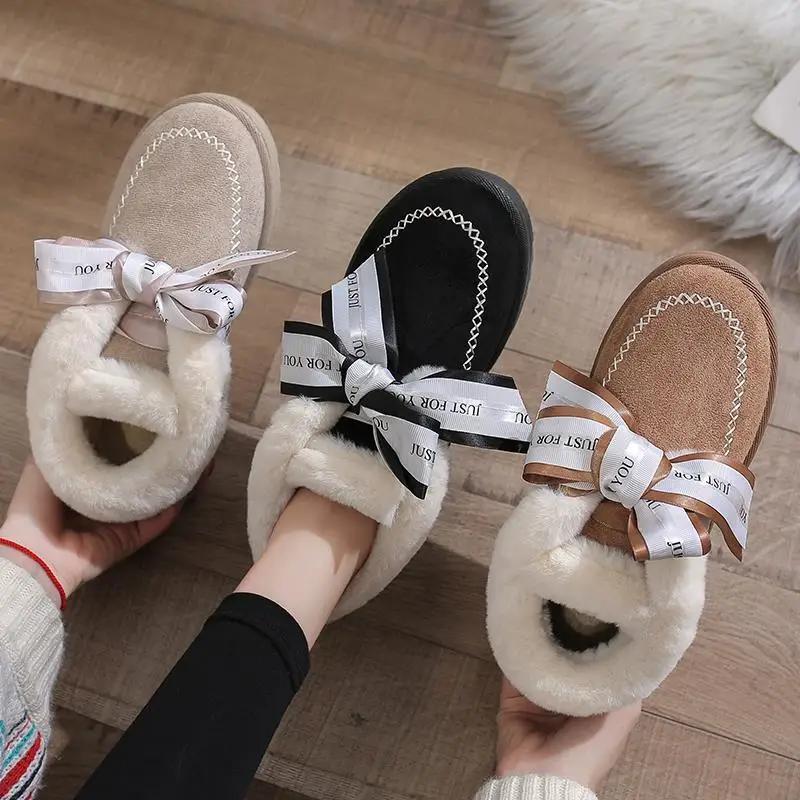 Fashion Warm Chunky Hot Furry Snow Boots Woman Winter 2024 Booties Shoe Footwear Low Platform Elastic Padded Women's Shoes on Sale Flat