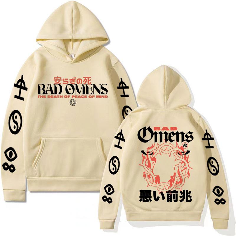 Vintage Bad Omens Funny Graphic Hoody Tour 2023 American Music Concert Hoodie Men Harajuku Hip Hop Rap Sweatshirt Y2k Streetwear