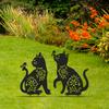 2Pcs Animal Silhouette Stakes Metal Black Animal Stakes Decorative Animal Stakes Cat Dog Stake Ornament Gift for Pet Lover