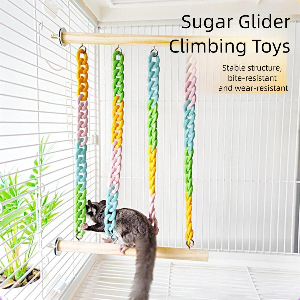 Colorful Chains Mice Rope Swing Stand Chew-Proof Natural Wood Climbers  Small Animal