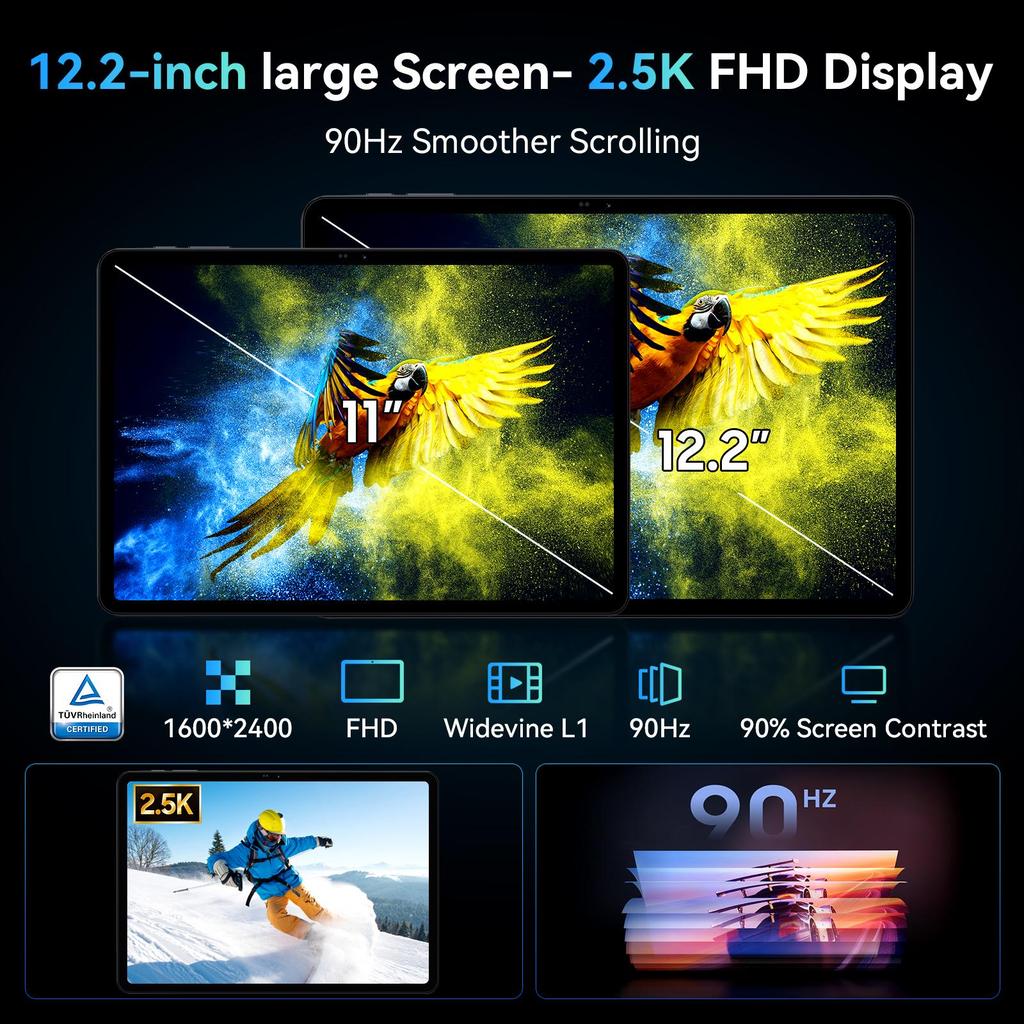 TABWEE T60 Tablet mit Android 16 12 GB RAM 256 GB ROM Gemini KI 12,2 Zoll 2,5K Display 10000 mAh Akku