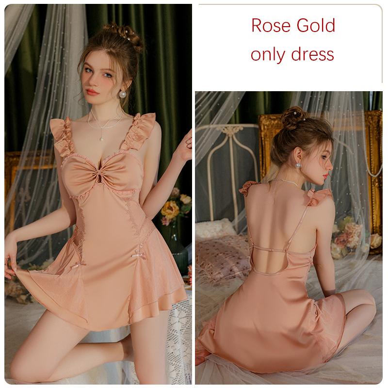 Satin Pajama and Robe Set Women's Sexy Bow Bra with Anti-Theft Padded Backless Pajama and Robe Set