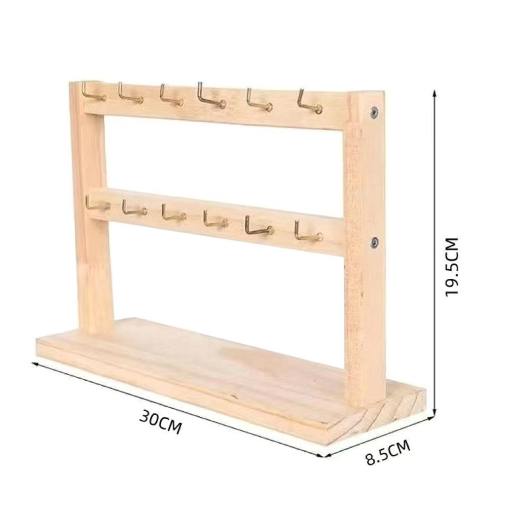 

Wooden Bracelets Display Rack with Hooks Spacious Jewelry Holder Display Practical Aesthetic Necklace Holder for Trade Show