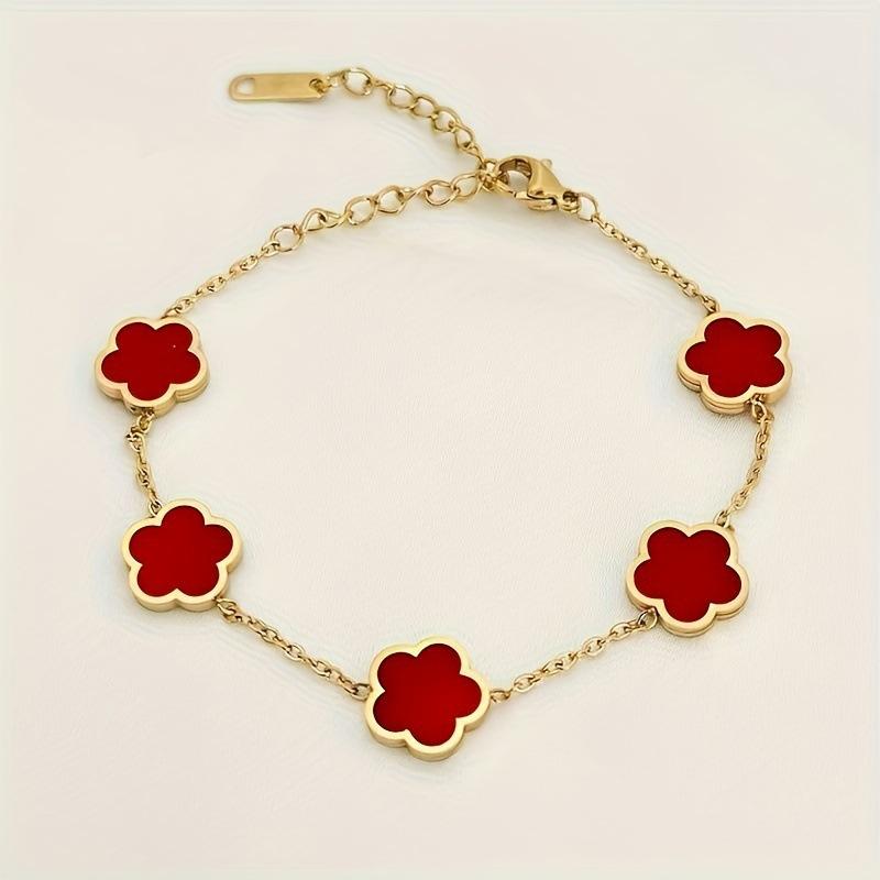 New Five-leaf Flower Bracelet Titanium Steel Does Not Fade High-end Bracelet Women's Light Luxury Ins Versatile Hand Jewelry