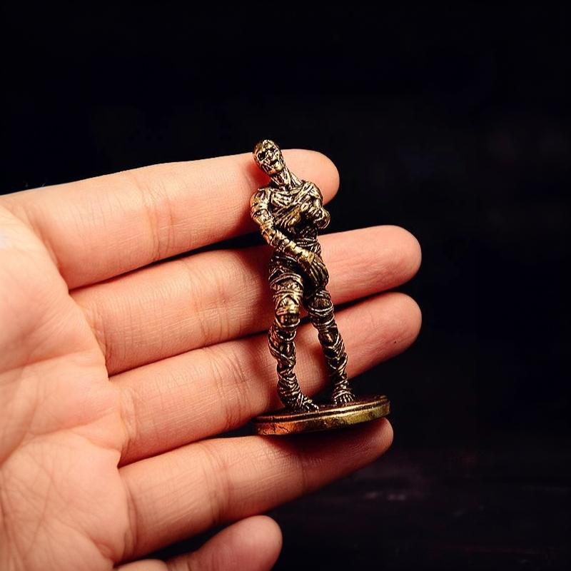 Brass Walking Dead Figurine Vintage Golden Zombie Miniature Collectible Solid Craft for Home Office Shelf Decor Gift