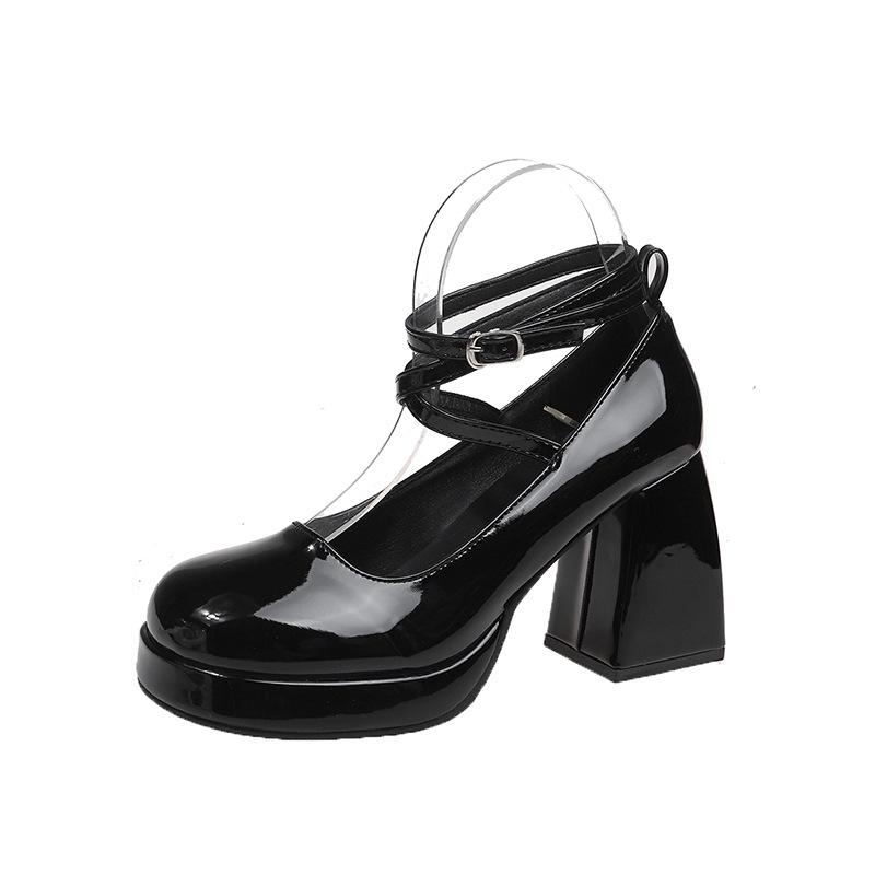 

Женские свадебные туфли на высоком каблуке с туфлями Мэри Джейн, водонепроницаемые туфли на толстом каблуке, бежевые туфли для подружек невесты 40 чёрный