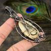 Fossil Coral, Moonstone Copper Wire Wrap Jewelry Pendant 3.35" I1p76