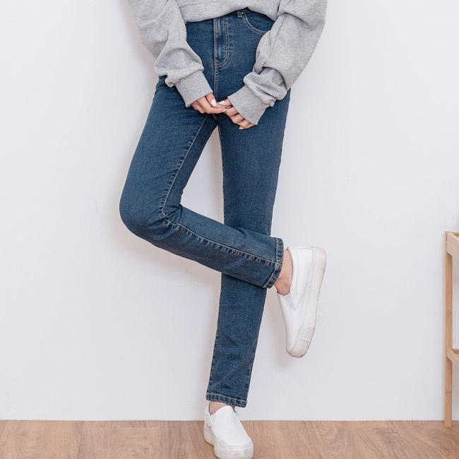 jeans for women straight fit waist hidden banding high waist Medium Blue denim pants date outfits Korea fashion