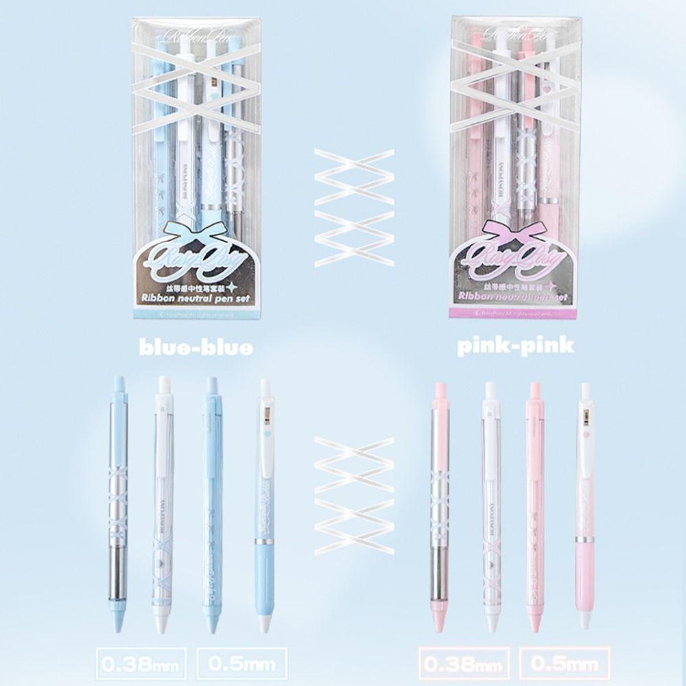 4Pcs/set 0.38mm/0.5mm Gel Pens Set Stationery Neutral Pen Set High Quality Black Ink Press Gel Pen
