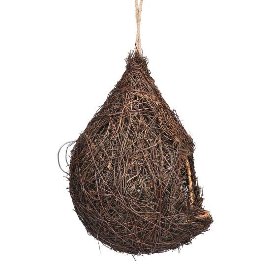 Hanging Bird House Natural Grass Hanging Bird Hut Hand Woven Drop Shape Birdhouse for Small Birds Budgies Garden Patio Terrace Indoor Outdoor