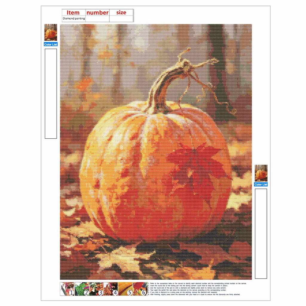 5D Diamond Painting Kit Autumn Pumpkin Full Drill Canvas Art DIY Rhinestone Craft for Modern Wall Decor