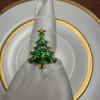 Metal Christmas Tree Napkin Rings - Silver Gold Holiday Table Decor