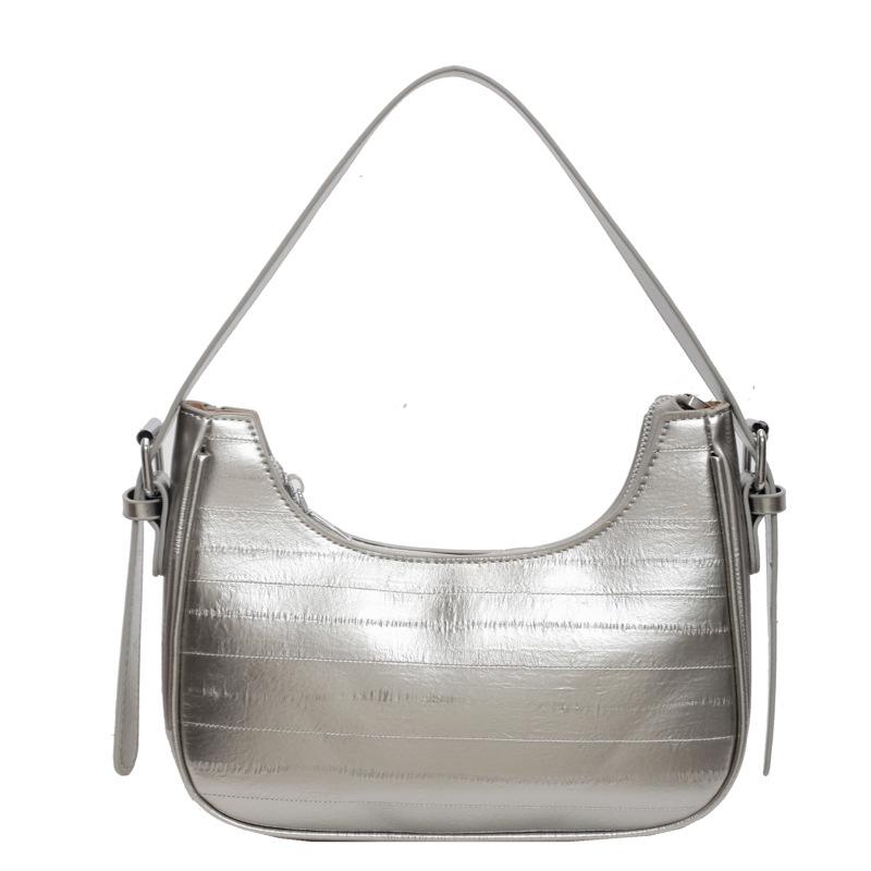 New solid color temperament women's bag trendy summer new fashion texture underarm bag casual shoulder