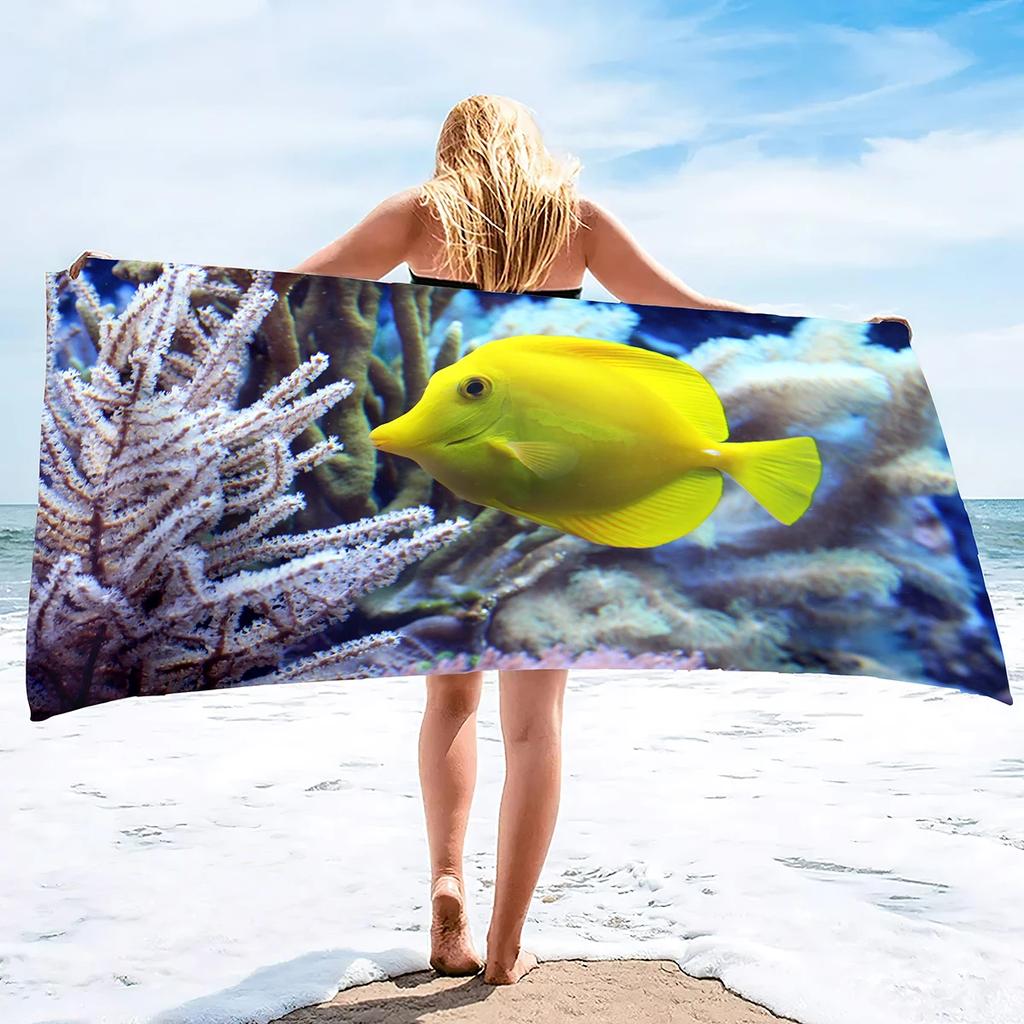 Ocean Wave Bath Towel - Vibrant Sunset Design, Soft Absorbent, Perfect for Summer Relaxation, Adds Beach Vibes to Your Vacation