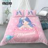 Rosa Bettwäscheset Meerjungfrau Einhorn Bettbezug Set Cartoon Tier Mädchen Prinzessin Bettbezug Full Size für Kinder Geschenke Deko
