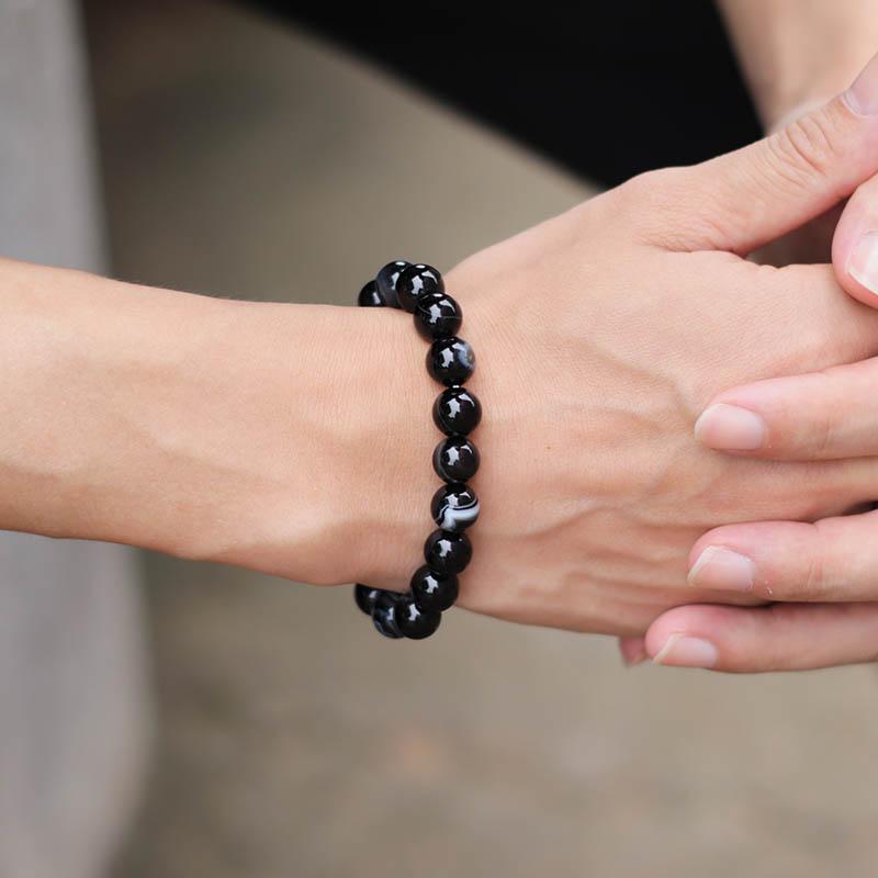 New Simple Style 8mm Gemstone Stretch Beaded Bracelet Men Women Natural Tiger Eyes Lava Onyx Stone Hand Accessories Pulseria