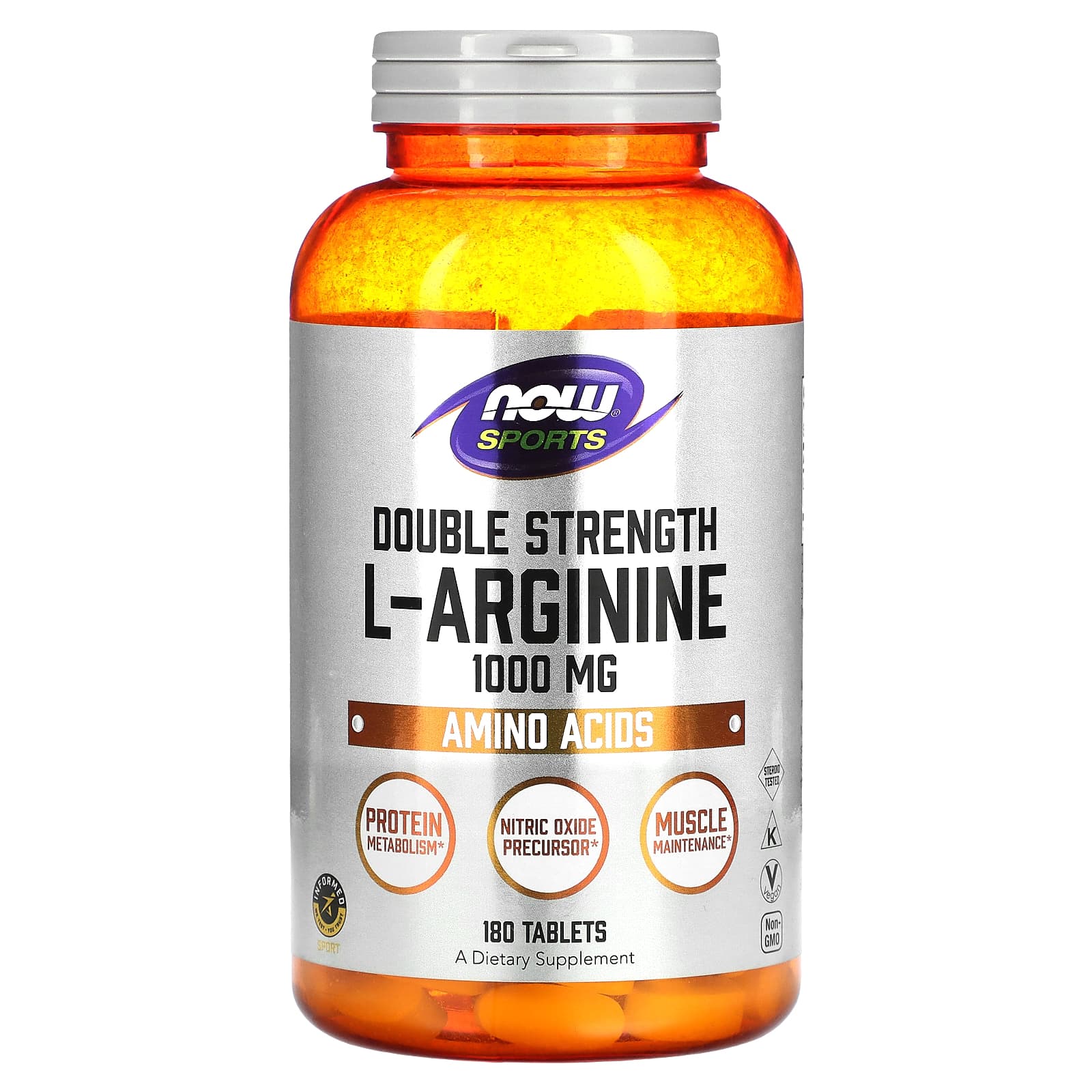 

NOW Foods, Sports, Подвійна сила l-аргініну, 1000 мг, 180 таблеток