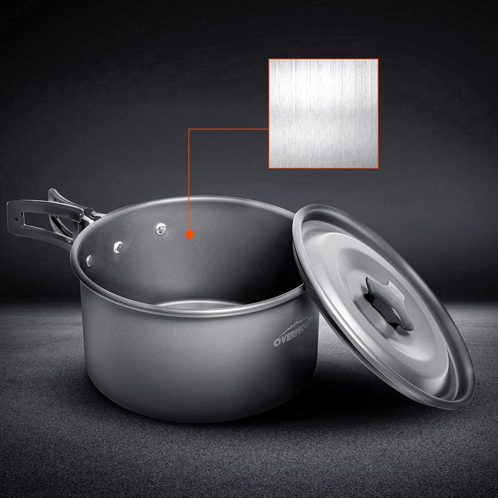 Overmont DS-300 Aluminium Kochgeschirr-Set, Outdoor Topf und Wasserkocher, Camping Kochgeschirr, Aufbewahrungstasche inklusive, Geeignet für 2-3 Personen
