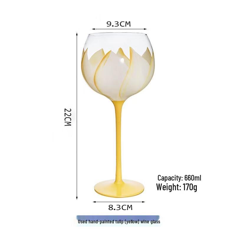 Hand-Painted Pink Tulip Wine Glass