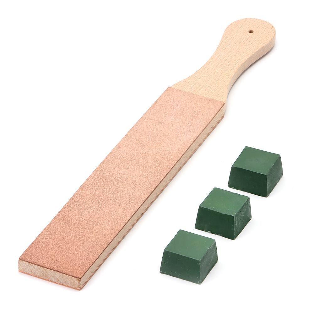 For Knife Sharpening Sharpening Knives Knife Strop Set Double-sided Leather 14"x 2" Stropping Block Kit With Polishing Compound