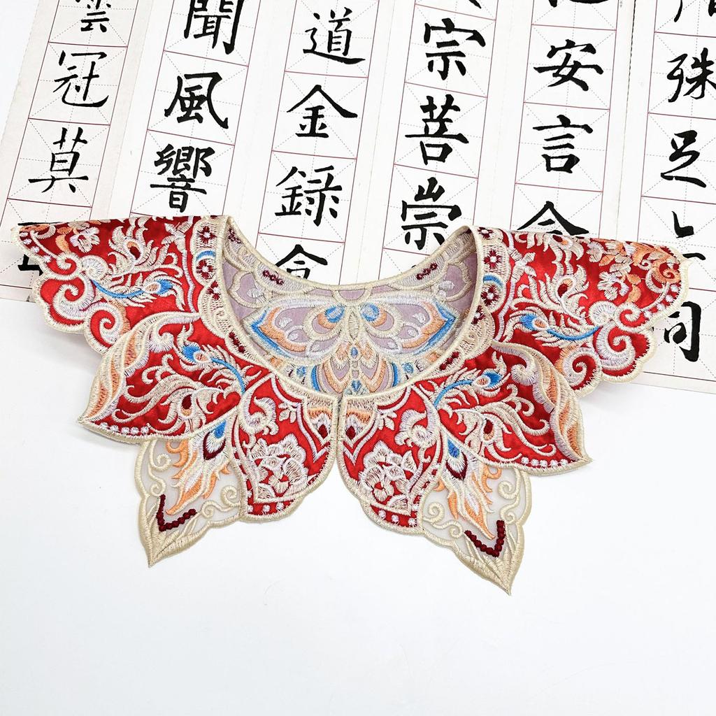 Embroidered Flower Tassels Collar Faux Collar Traditional Han Costume Decorative Collar Shawl Wrap for Cultural Event
