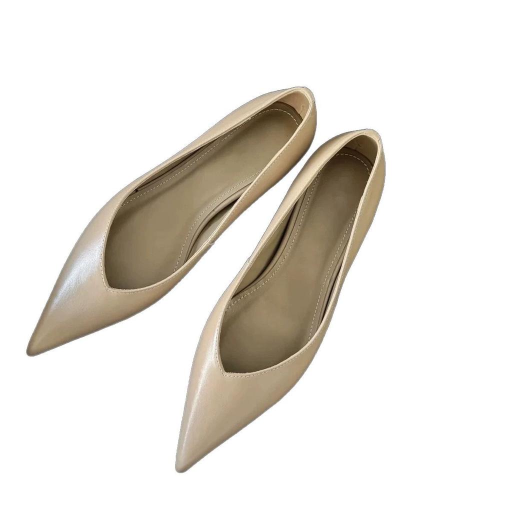 Sheepskin Version French Minimalist Flat Shoes Women's One-pedal Temperament Pointed Single Shoes Commuting Shallow Leather Women's Shoes