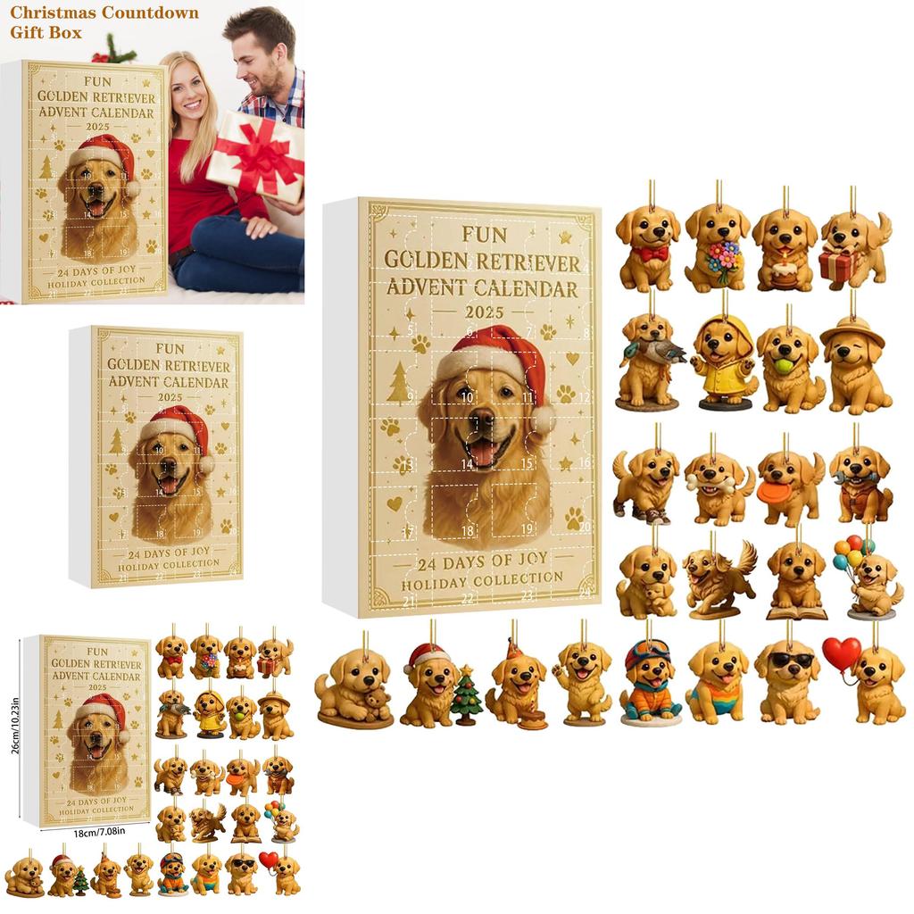 Χριστουγεννιάτικο Ημερολόγιο Αφίξεων με θέμα σκύλο, με ακρυλικά ζωάκια για εορταστικές εκδηλώσεις