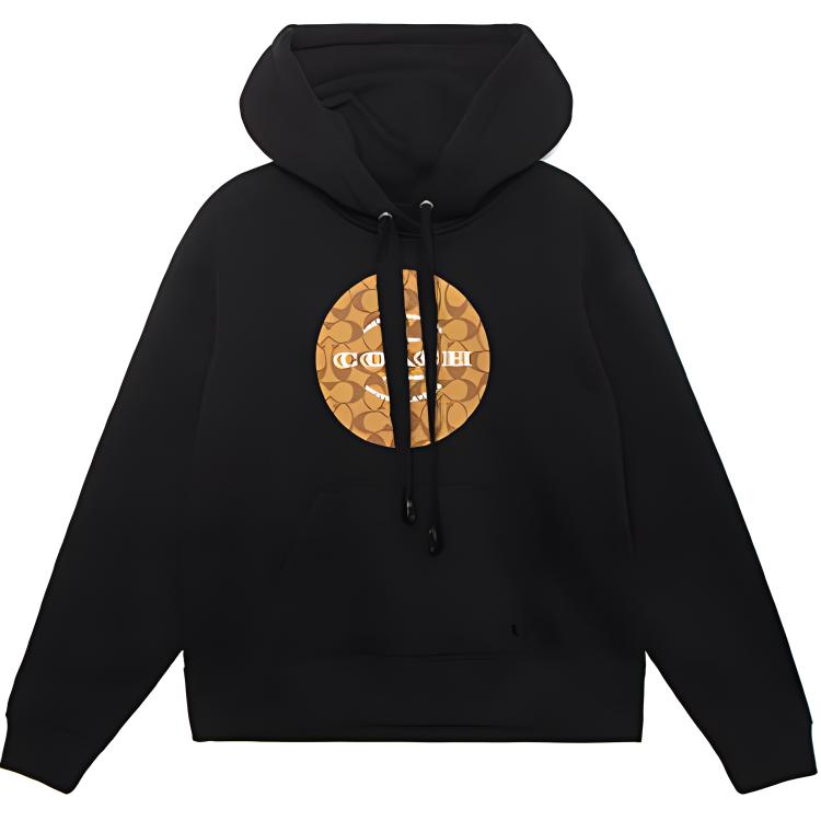 COACH Sweatshirts Unisex Black Hooded Moderate Straight Fit 89639-BLK