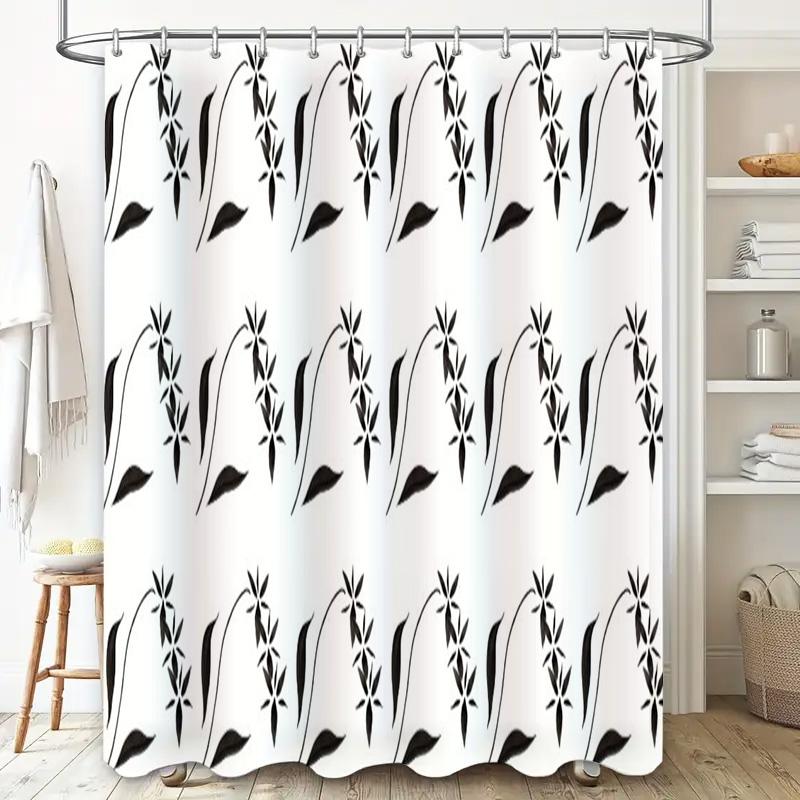 Black White Bathroom Shower Curtain With Leaves Pattern Decor Home Decoration Waterproof Fabric For Bathtub Accessories In Kitch