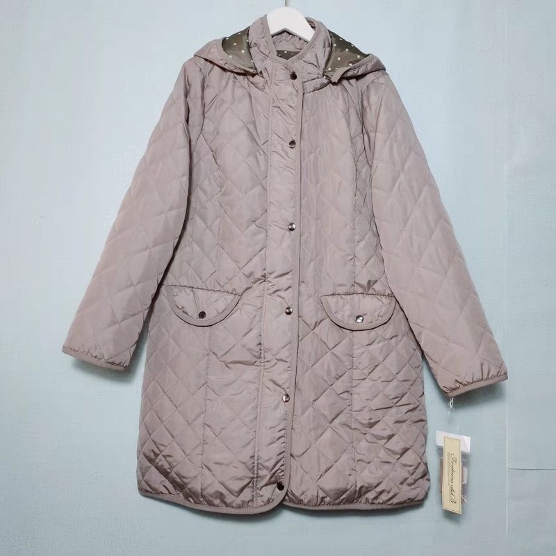 Japanese Single Tail Goods V Neck Open-up Buckle Quilted Thin Cotton Clothing Women's Contrast Color Binding Outwear Winter Waist-Tight Idle Style
