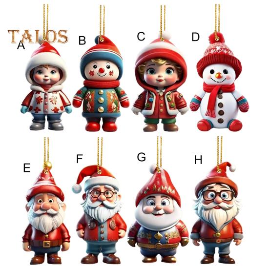 1 Pair Cartoon Figures Pendant Easy To Hang Acrylic Christmas Ornaments Colorful Reusable Hanging Pendant for Festive Home Decor Xmas Tree