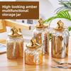 Creative Amber Clear Glass Jar Gold Bunny Glass Bottle Candy Oatmeal Storage Jar Kitchen Seal Food Container Home Decoration