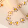 Chic Handcrafted Daisy Flower Bracelet Copper Vintage-Inspired Summer Fashion Accessory For Women Oil Droplet Gift