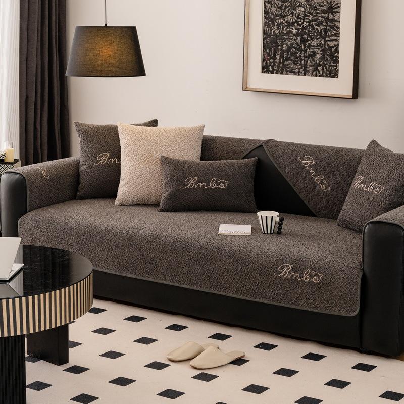 New Winter Thickened Plush Sofa Cushion Universal Non-Slip Leather Sofa Cover Cover Cloth Seat Cushion Waterproof