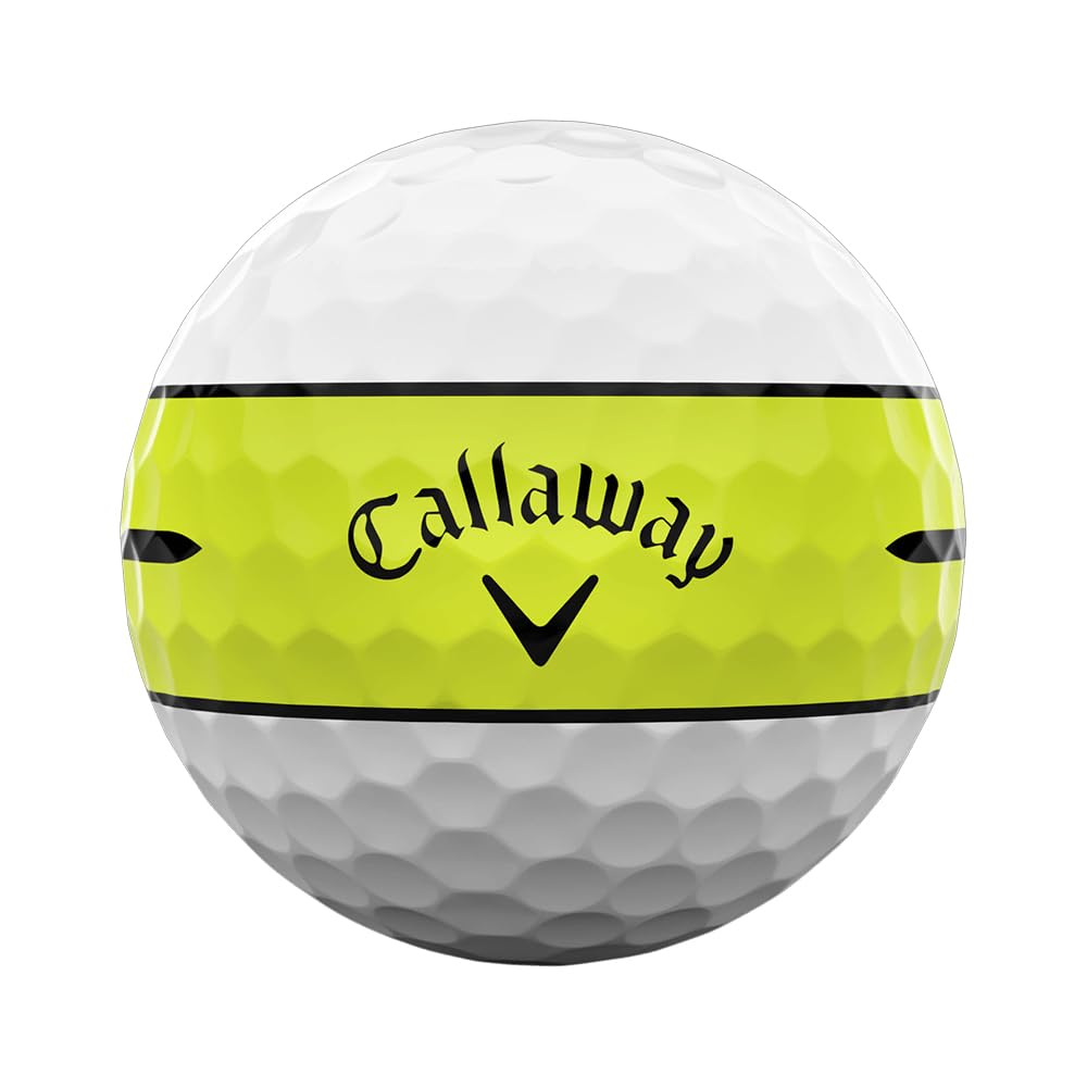 Callaway Chrome Tour 24 360 YLW Stripe Golf Balls, 4-Piece Construction, 360° Yellow Stripe and White