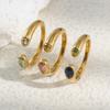MamacitaSlay 316L Stainless Steel Multicolour Zircon Open Ring 18K Gold Plated Waterproof Jewelry Women's Minimalist Ring Gift