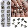 Vintage Gilded Flower Nail Rhinestones Nail Gems Kit Nail Art Charms DIY Nail Decoration Manicure Accessories Nail Salon