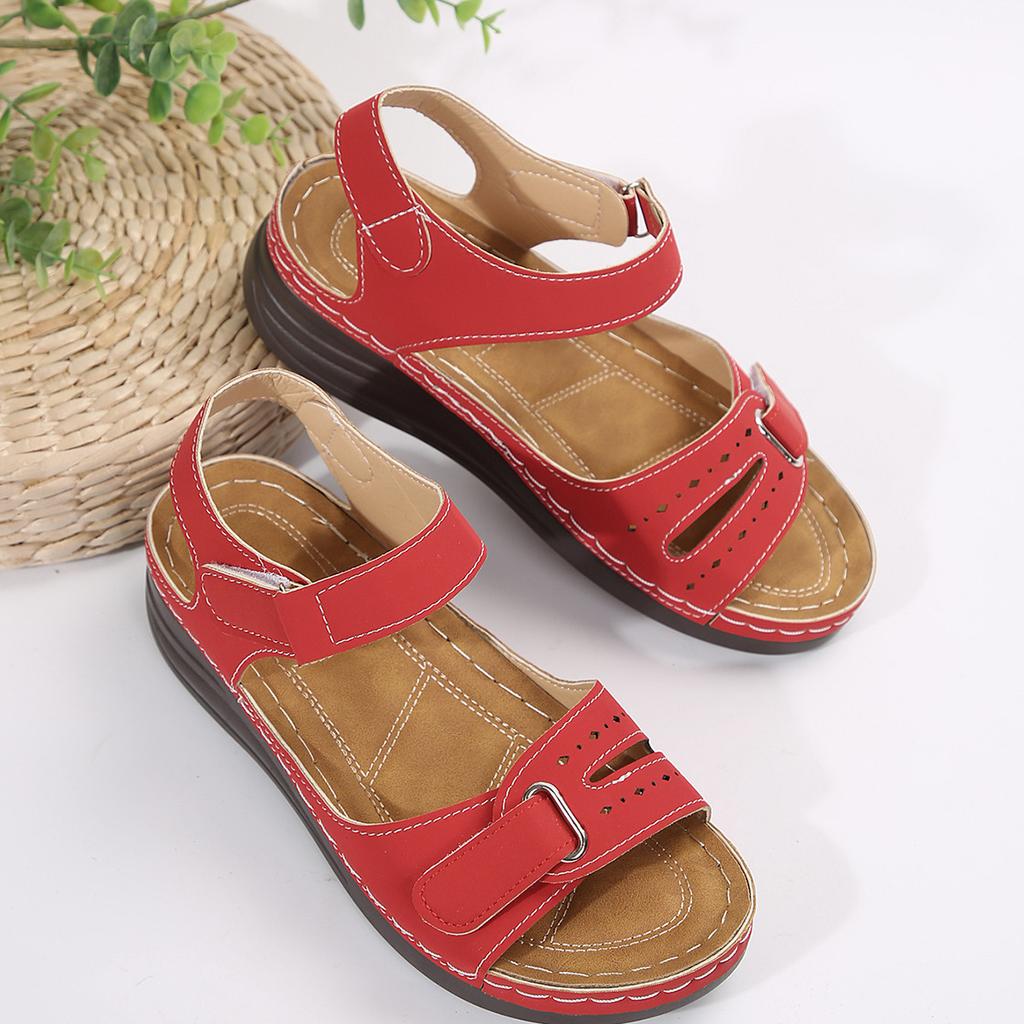 New 2025 Plus Size Casual Fishmouth Sandals Roman Style Sandals Women's Outer Wear Velcro Shoes