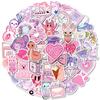 50 Purple And Pink Mixed And Matched Waterproof Decorative Stickers Diy Laptop Tablet Phone Case Water Cup