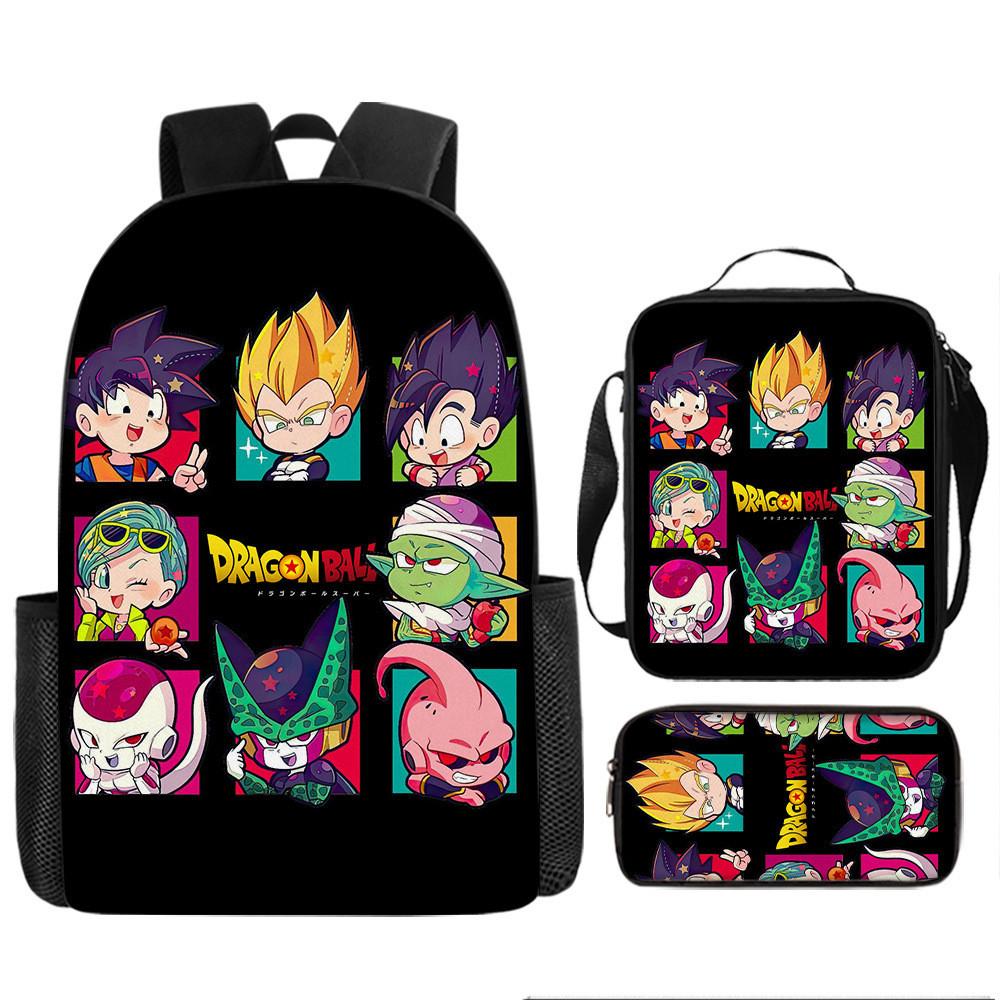 Dragon Ball Kids Backpack Set With Breathable Oxford Fabric For School Use
