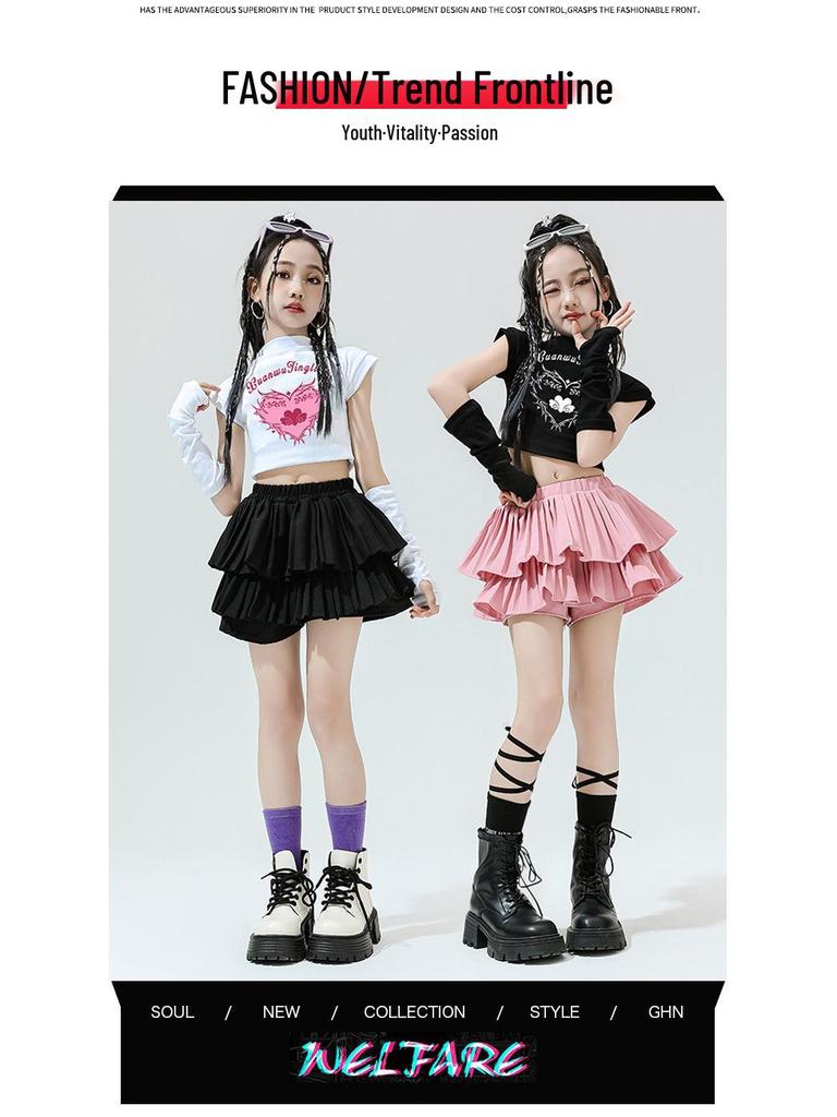 Girls' Jazz Hip Hop Dance Costume Set - Trendy Cheerleading Performance Outfit