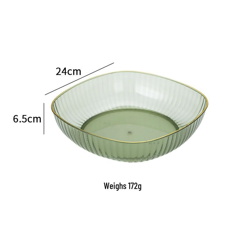Abay Minimalist Gold-Rimmed Striped Fruit & Snack Plate Set